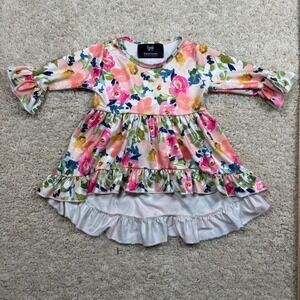 Bowtism Kids Floral Ruffle‎ Sleeve Hi Low Dress Size 2T